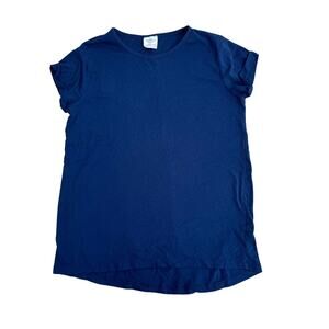 Zara Girls Collection Navy Crew Neck Short Sleeve High Low Hem Pullover Tee 9/10